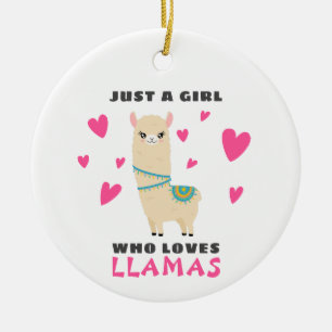 Nur ein Mädchen, das Llamas Liebe Keramik Ornament