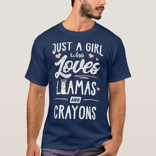 Nur ein Mädchen, das Llamas und Crayons Llama Lieb T-Shirt (Vorderseite)