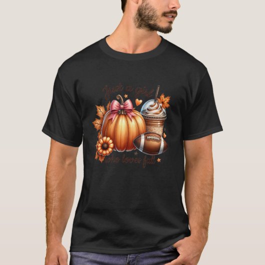 Nur ein Mädchen, das Lobby fallen Pumpkin Kaffee F T-Shirt (Vorderseite)