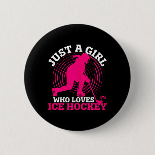 Nur ein Mädchen, das Mädchen-Eishockey liebt Eisho Button