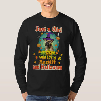 Nur ein Mädchen, das Mastiff-Hund und Halloween li T-Shirt