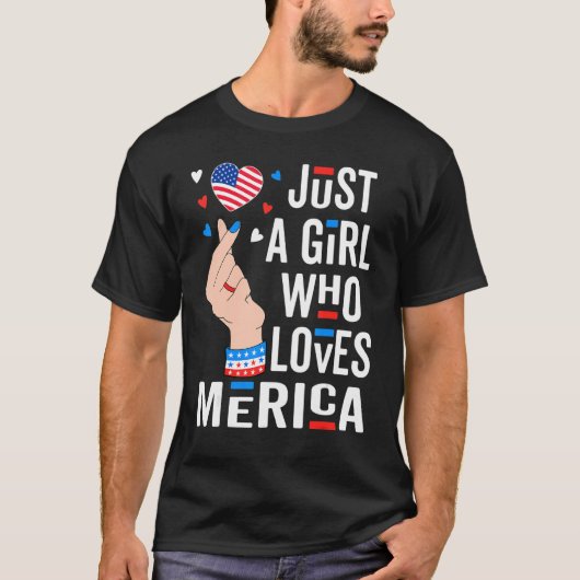 Nur ein Mädchen, das Merica 4. Juli Liebe Pop Fin T-Shirt (Vorderseite)