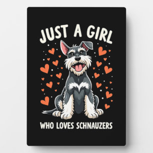 Nur ein Mädchen, das Miniature Schnauzer Lieben Fotoplatte