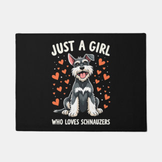 Nur ein Mädchen, das Miniature Schnauzer Lieben Fußmatte