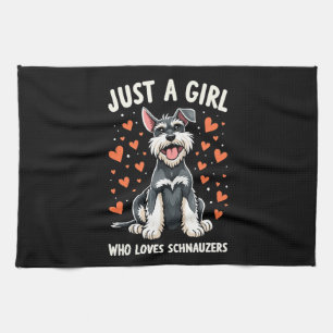 Nur ein Mädchen, das Miniature Schnauzer Lieben Geschirrtuch
