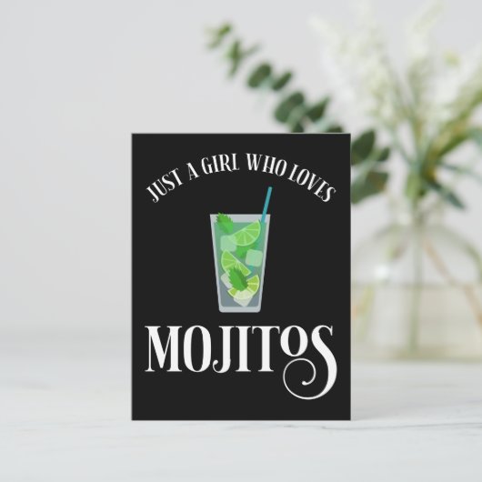 Nur ein Mädchen, das Mojitos Lieben Postkarte (Stehend Vorderseite)