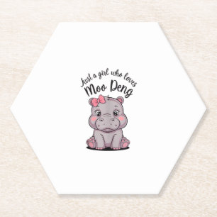 Nur ein Mädchen, das Moo Deng Baby Hippos Liebe Untersetzer