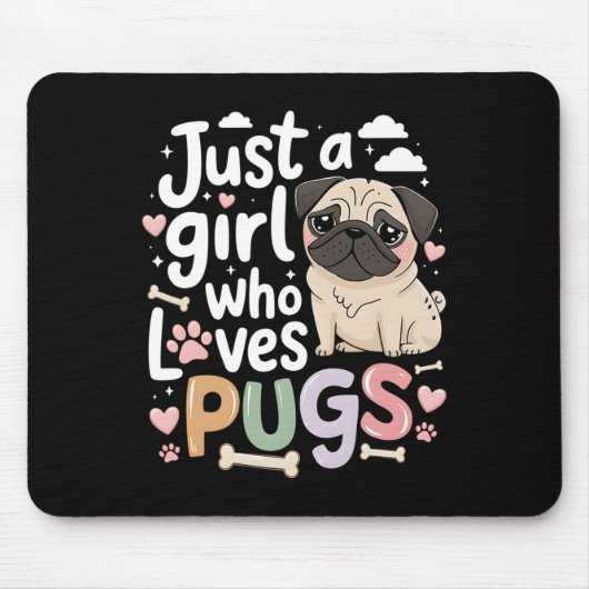 Nur ein Mädchen, das Mops Lieben Hunde Tierfreunde Mousepad (Vorne)