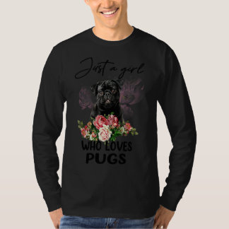 Nur ein Mädchen, das Mops Mops Liebe Blume T-Shirt