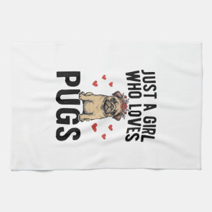 Nur ein Mädchen, das Mops-Old-Shirt-Hunde Design l Geschirrtuch