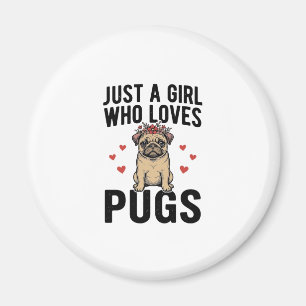Nur ein Mädchen, das Mops-Old-Shirt-Hunde Design l Magnet