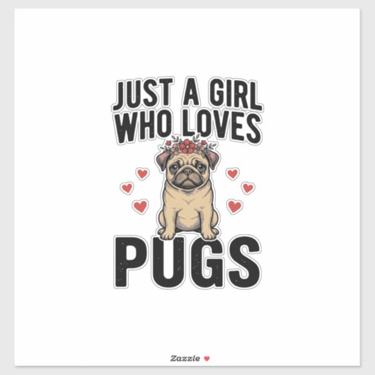 Nur ein Mädchen, das Mops-Oldtimer-Hunde-Shirt-Des Aufkleber (Blatt)