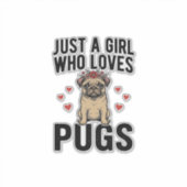 Nur ein Mädchen, das Mops-Oldtimer-Hunde-Shirt-Des Aufkleber (Vorderseite)