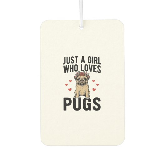 Nur ein Mädchen, das Mops-Oldtimer-Hunde-Shirt-Des Autolufterfrischer (Vorderseite)