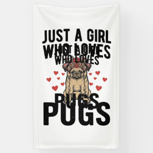 Nur ein Mädchen, das Mops-Oldtimer-Hunde-Shirt-Des Banner