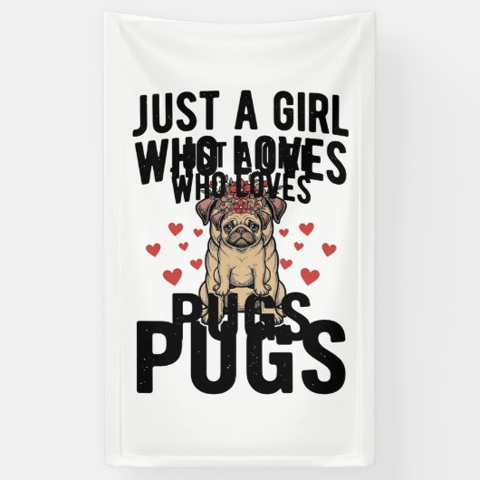 Nur ein Mädchen, das Mops-Oldtimer-Hunde-Shirt-Des Banner (Vertikal)