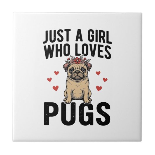 Nur ein Mädchen, das Mops-Oldtimer-Hunde-Shirt-Des Fliese (Vorderseite)