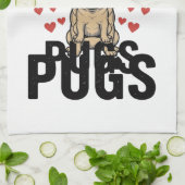 Nur ein Mädchen, das Mops-Oldtimer-Hunde-Shirt-Des Geschirrtuch (Gefaltet)