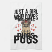 Nur ein Mädchen, das Mops-Oldtimer-Hunde-Shirt-Des Geschirrtuch (Vertikal)