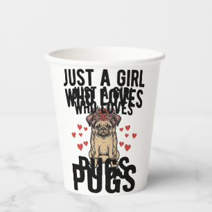 Nur ein Mädchen, das Mops-Oldtimer-Hunde-Shirt-Des Pappbecher