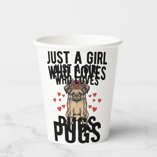 Nur ein Mädchen, das Mops-Oldtimer-Hunde-Shirt-Des Pappbecher (Vorderseite)