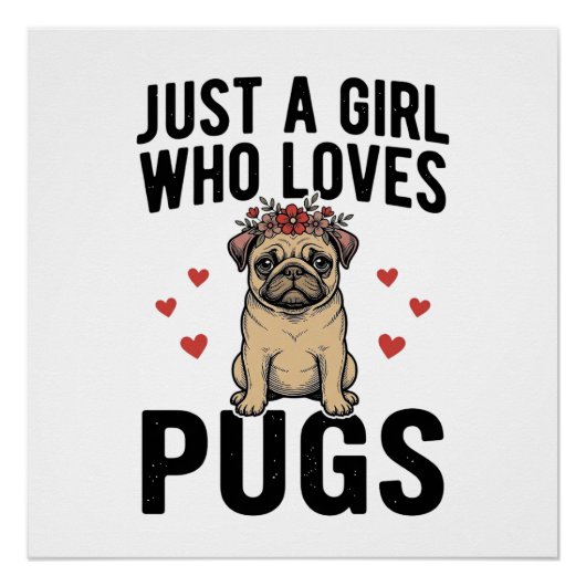 Nur ein Mädchen, das Mops-Oldtimer-Hunde-Shirt-Des Poster (Vorderseite)