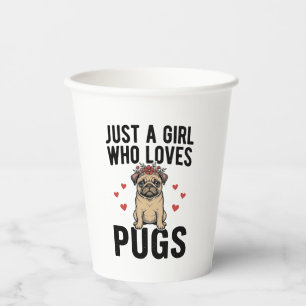 Nur ein Mädchen das Möpse liebt Vintage Hund Shirt Pappbecher