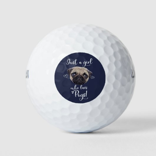 Nur ein Mädchen, das Möpsen Liebe Golfball (Vorderseite)