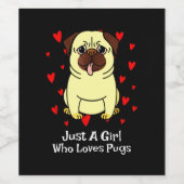 Nur ein Mädchen, das Möpsen Liebe Weinetikett (Einzelnes Label)