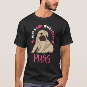 Nur ein Mädchen, das Möpsen Lieben Haustier Hund L T-Shirt