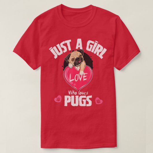 Nur ein Mädchen, das Möpsen Lieben, Mops Hund Love T-Shirt (Design vorne)