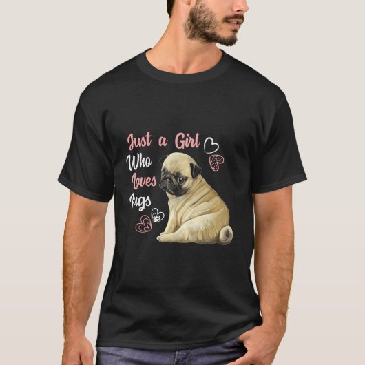 Nur ein Mädchen, das Möpsen Lieben Mops Hund Lover T-Shirt (Vorderseite)