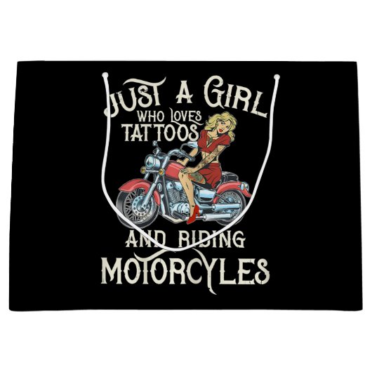 Nur ein Mädchen, das Motorräder Liebe Motorrad Fun Große Geschenktüte (Vorderseite)