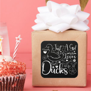 Nur ein Mädchen, das Niedliche Enten Lieben Enten Quadratischer Aufkleber