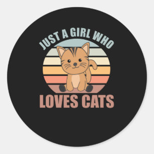 Nur ein Mädchen, das Niedliche Katzen Liebe, Vinta Runder Aufkleber