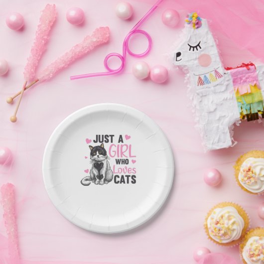 Nur ein Mädchen, das Niedliche Tiere Liebe Katzen Pappteller (Party)
