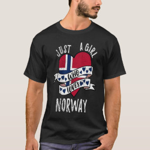 Nur ein Mädchen, das Norwegen Vintag Liebe T-Shirt