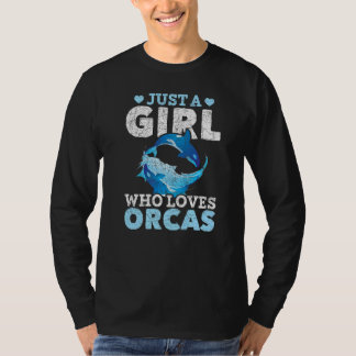 Nur ein Mädchen, das Orcas Killerwal-Tiere  O lieb T-Shirt