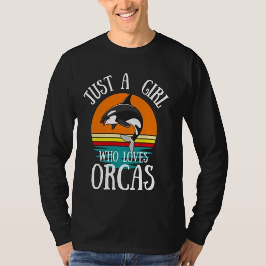 Nur ein Mädchen, das Orcas Retro Sunset Long Slee  T-Shirt (Vorderseite)