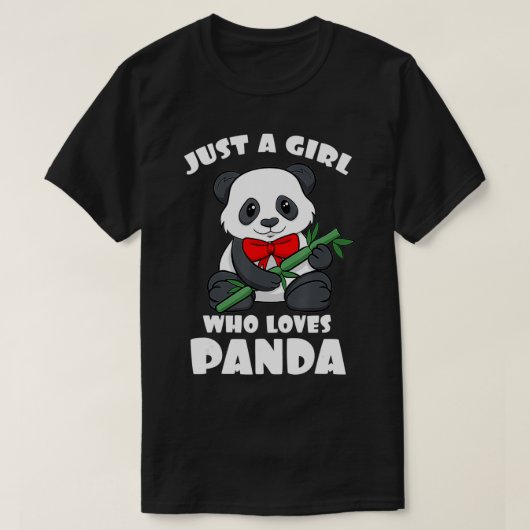 Nur ein Mädchen, das Panda Bamboo Black Patch Bea T-Shirt (Design vorne)