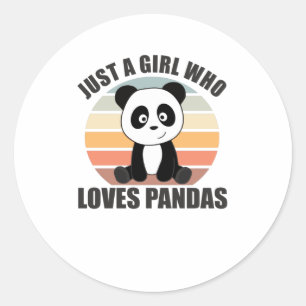 Nur ein Mädchen, das Pandas Niedlich Panda Lieben Runder Aufkleber