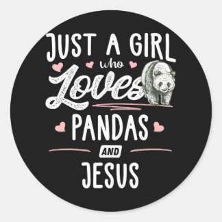 Nur ein Mädchen, das Pandas und Jesus Women Lieben Runder Aufkleber