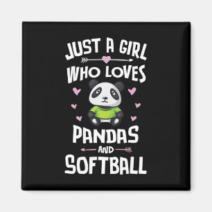 Nur ein Mädchen, das Pandas und Softball-Geschenke Magnet