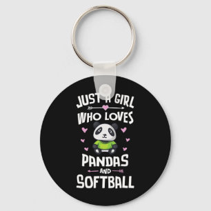 Nur ein Mädchen, das Pandas und Softll-Geschenke f Schlüsselanhänger
