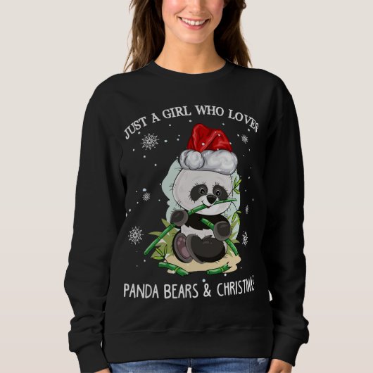 Nur ein Mädchen, das Pandas und Weihnachten Liebe Sweatshirt (Vorderseite)