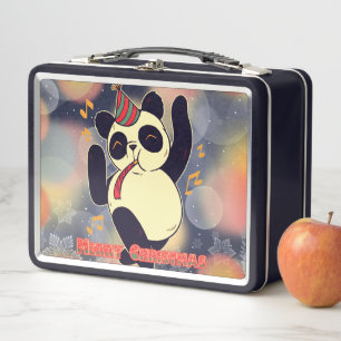 Nur ein Mädchen, das Pandas Weihnachtsfeier liebt Metall Brotdose