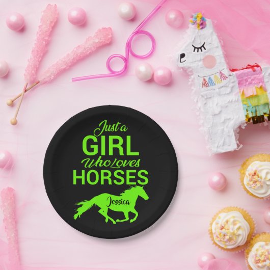 Nur ein Mädchen, das Personalisiert Pferde Liebe Pappteller (Party)