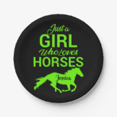 Nur ein Mädchen, das Personalisiert Pferde Liebe Pappteller (Vorderseite)