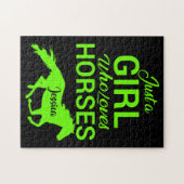 Nur ein Mädchen, das Personalisiert Pferde Liebe Puzzle (Horizontal)