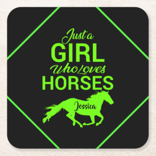 Nur ein Mädchen, das Personalisiert Pferde Liebe Rechteckiger Pappuntersetzer
